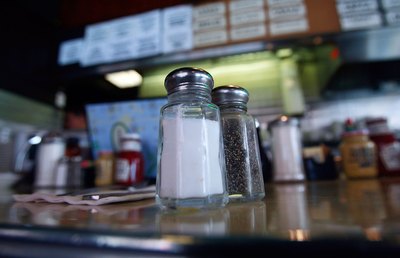 Salt shaker on diner counter