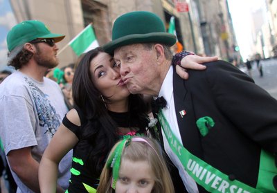 Revelers celebrate St. Patrick's Day at a parade in New York City.