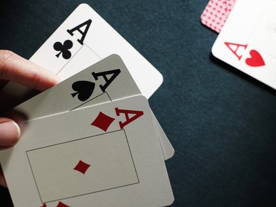 Close-up of a hand of playing cards.