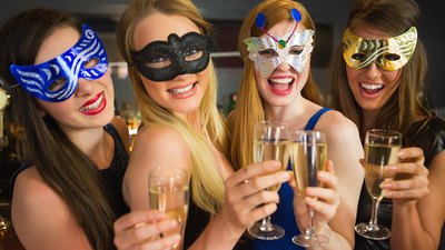 Women toasting at party