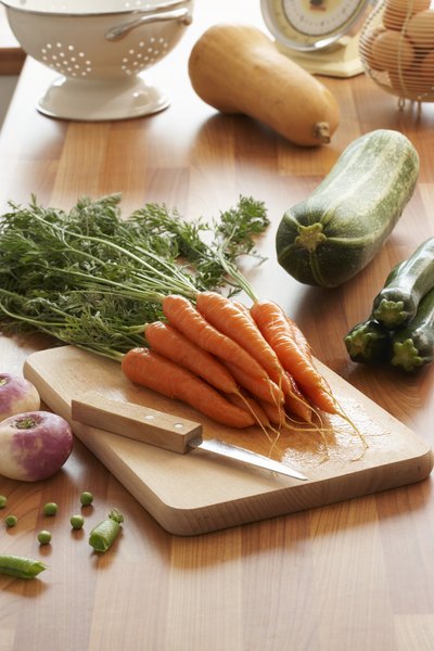 Carrots on cutting board