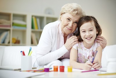 Grandmother hugging her grandchild