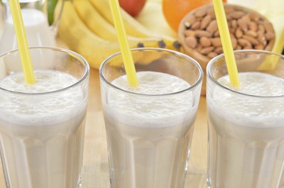 Close-up of protein smoothies