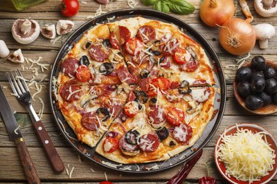 Pizza loaded with toppings