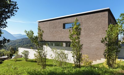 Exterior of a modern brick home