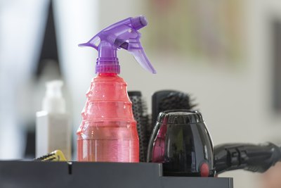 table with stylist's tools