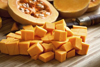 Cubed pumpkin pieces
