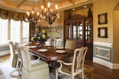 Chandelier in dining room