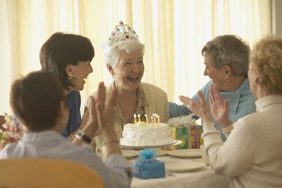 Woman wearing tiara at party