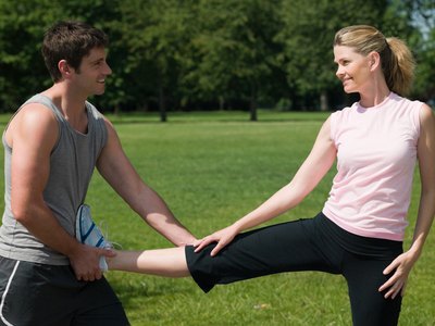 Stretch foot and legs.
