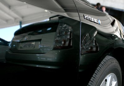 Hybrid vehicles at a car rental agency