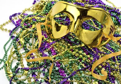 Mardi Gras mask and beads