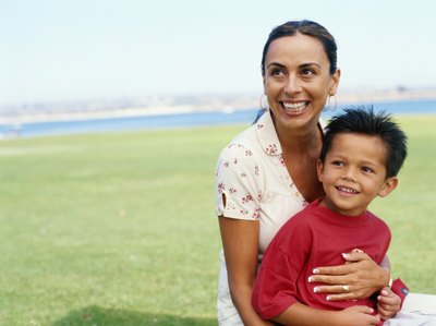 Mother holding son