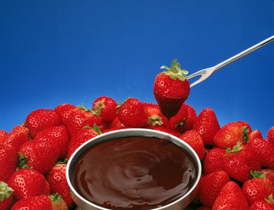 Strawberries are a common fruit to dip into chocolate