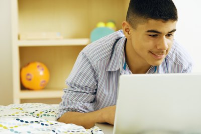 Teenager shopping online