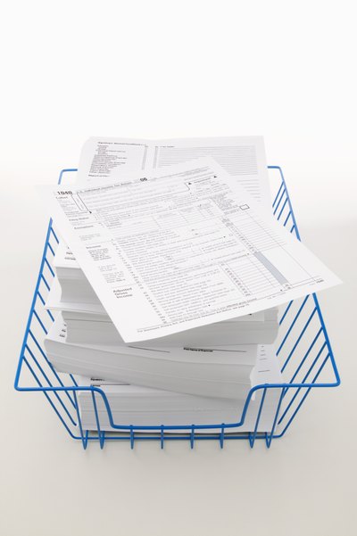 Tax forms in a basket