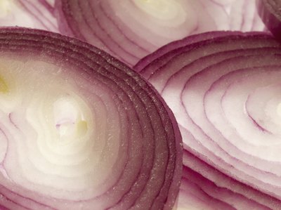 Sliced raw onions.