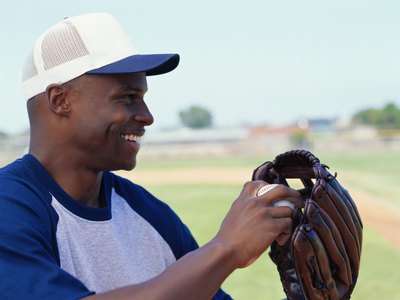 Man playing baseball game