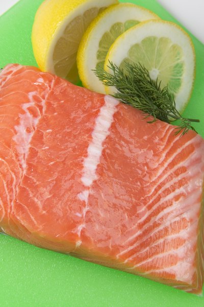 Raw slice of salmon