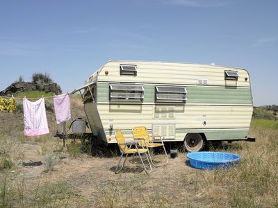 Trailer in field
