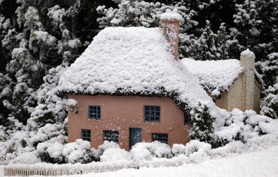 Close-up on model in Christmas village display