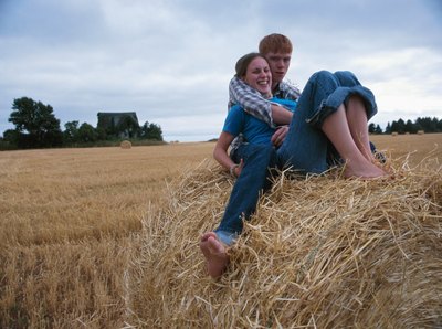 Young couple on farm