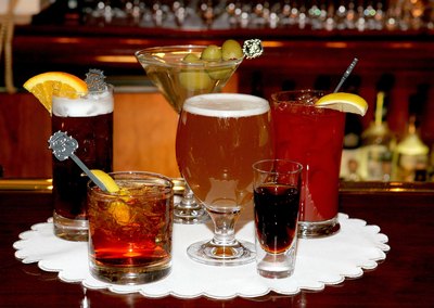 Different liquor drinks and beer