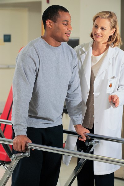 Physical therapist and patient