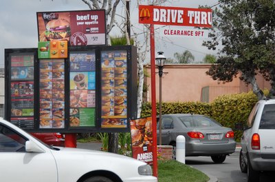 Drive-up menu at a McDonald’s restaurant