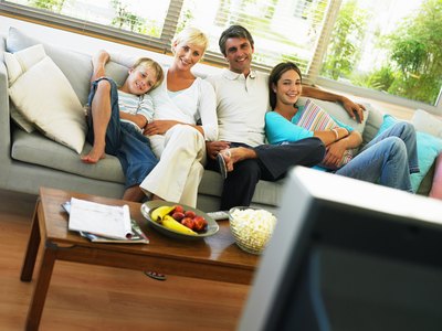 Family watching TV
