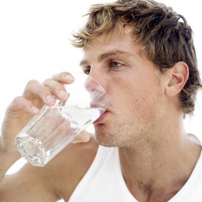 man drinking water