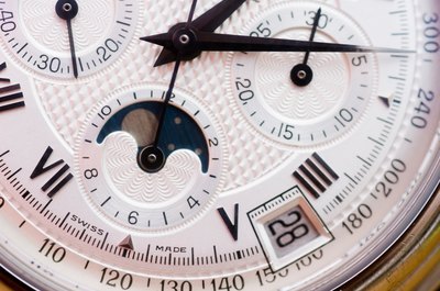 Close-up view of a Swiss watch