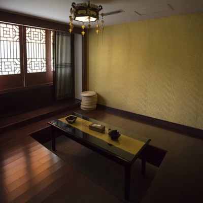 Clean, traditional Chinese interior.