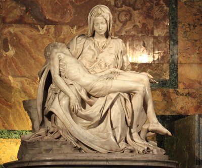 Touted as one of the greatest works of the Renaissance, Michelangelo carved the Pieta from marble.