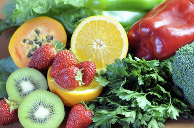 An assortment of foods that contain vitamin C.