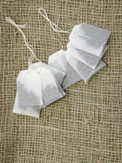 tea bags on hemp fabric