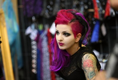 A Goth enthusiast inside a club