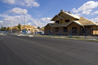 Housing neighborhood under construction in suburb of Vancouver