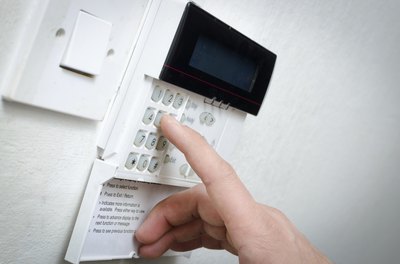 Close-up of alarm being disarmed