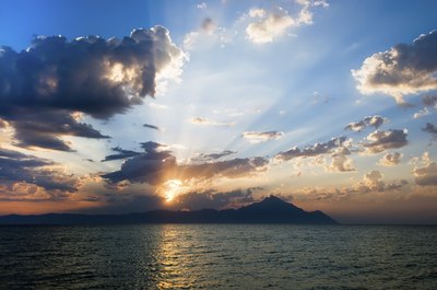 Sunrise over Mount Athos in Northern Greece