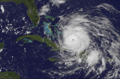 Satellite view of Hurricane Irene enter the Bahamas, 8/24/2011