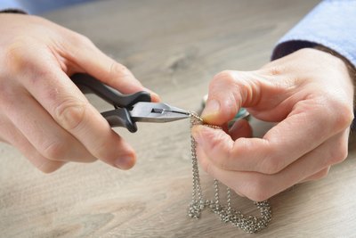 Woman making handmade jewelry