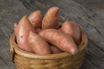 A basket of sweet potatoes.