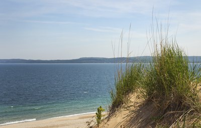 A view of Lake Michigan and sand dunes in northern Michigan.