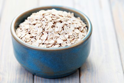 A large bowl of dry oats.