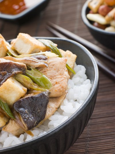 Chicken and mushroom donburi