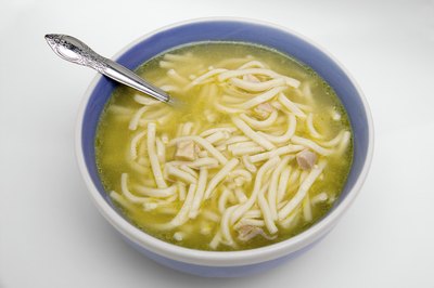 A bowl of simple chicken soup.