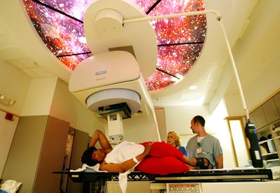 Patient prepared to receive radiation therapy