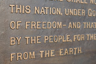 Words from the Gettysburg Address at the Lincoln Monument.