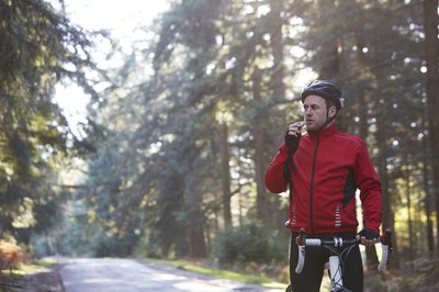 Cyclist eating an energy bar